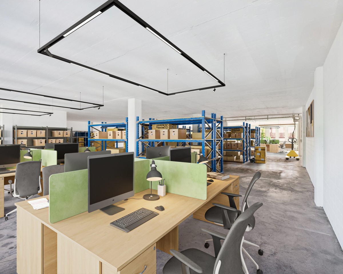 Büro- und Lagerbereich – virtuell inszeniert