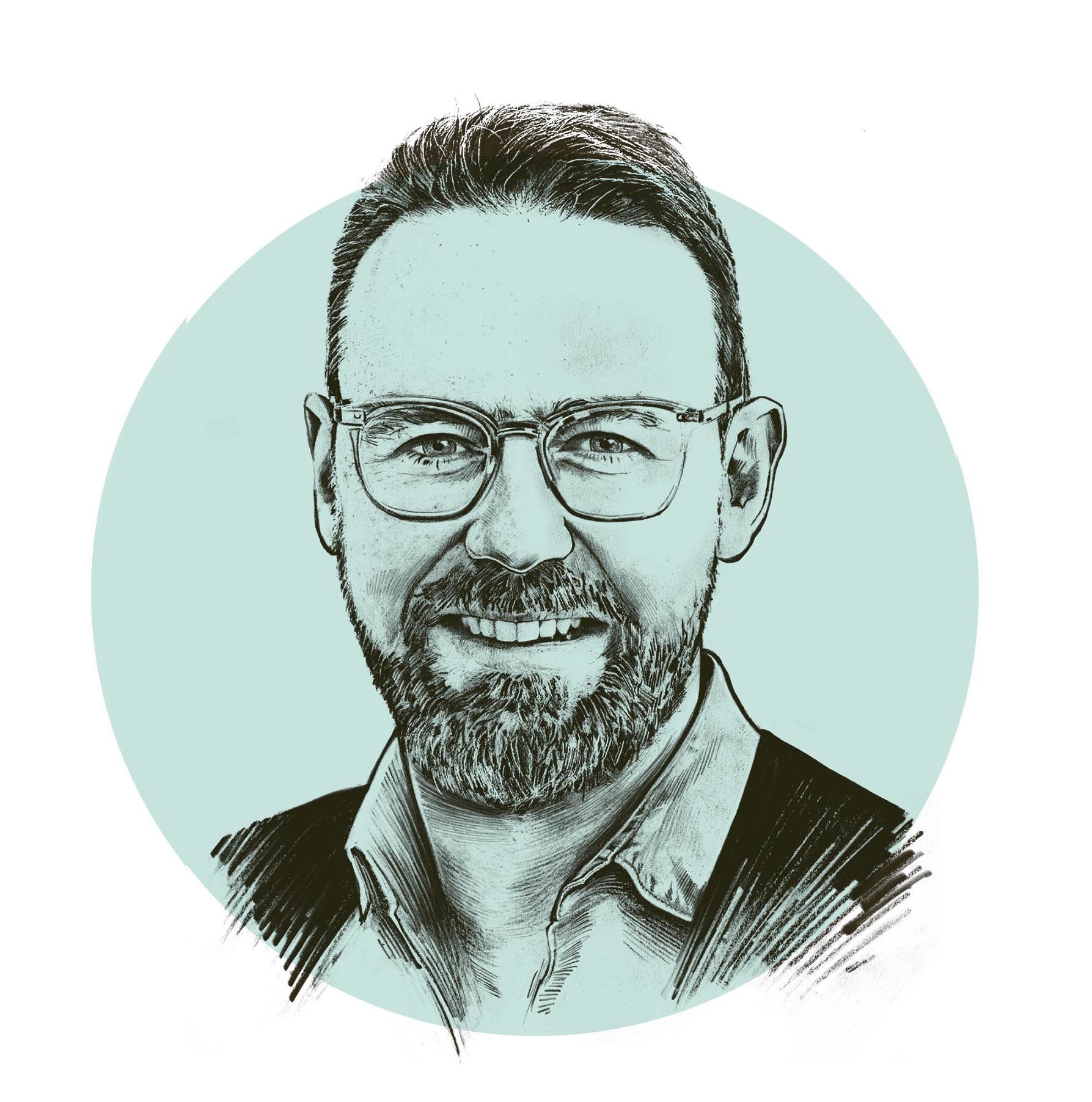 Nik Hartmann, 49, Autor, Moderator und TV-Produzent, wurde durch diverse Sendungen beim Schweizer Fernsehen (SRF) bekannt. Seit No- vember 2020 ist er bei den nationalen TV-Sendern von CH Media unter ande- rem verantwortlich  für «Sing meinen  Song – Das Schweizer Tauschkonzert», oder er bereist  zusammen mit dem  Comedian Claudio Zuccolini in «Abenteuerlustig» die Welt.  Illustration, Kornel Stadler