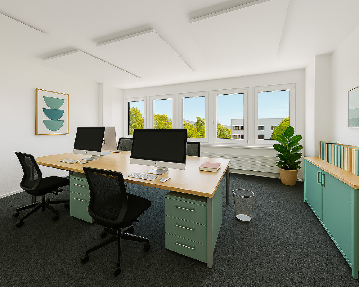 Unmöbliert, aber voller Möglichkeiten – Inspiration des 36 m² Büros durch Virtual Staging