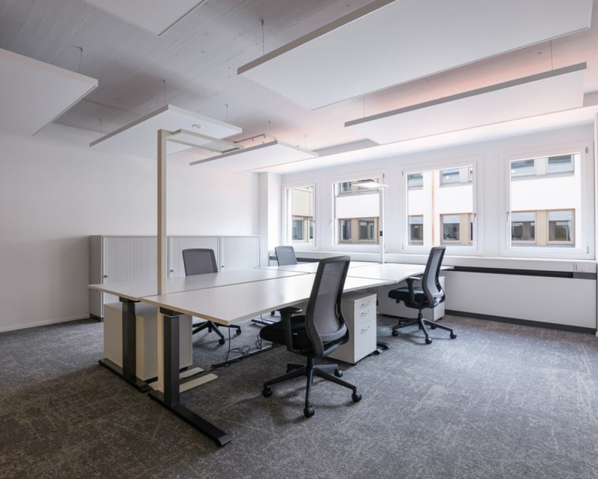 Beispiel eines 35 m² Privatbüros – optional möbliert erhältlich