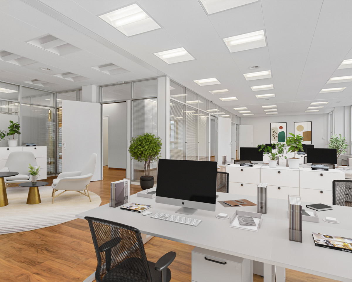 Grossraumbüro - virtuell möbliert