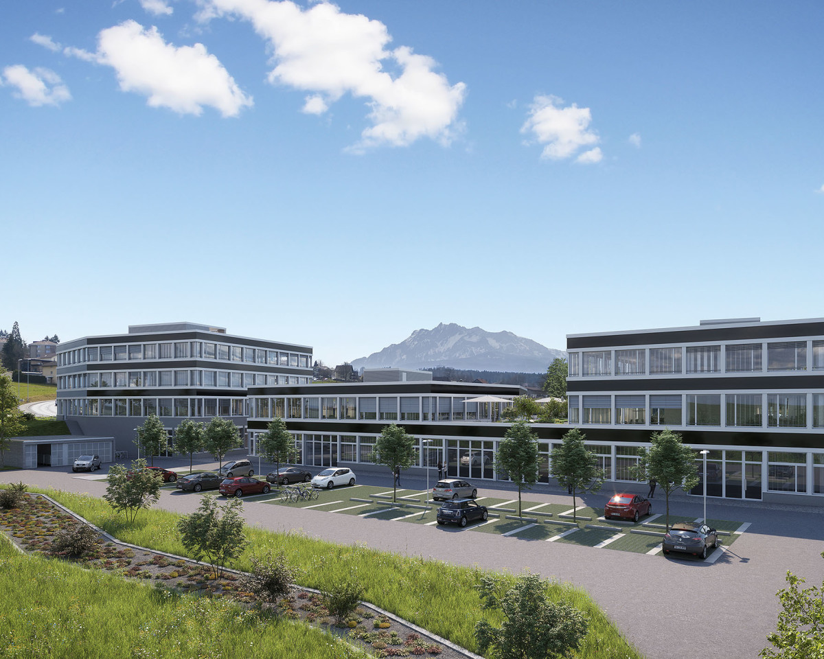 Rückseite der Gebäude 1, 3, 5 mit Pilatusblick