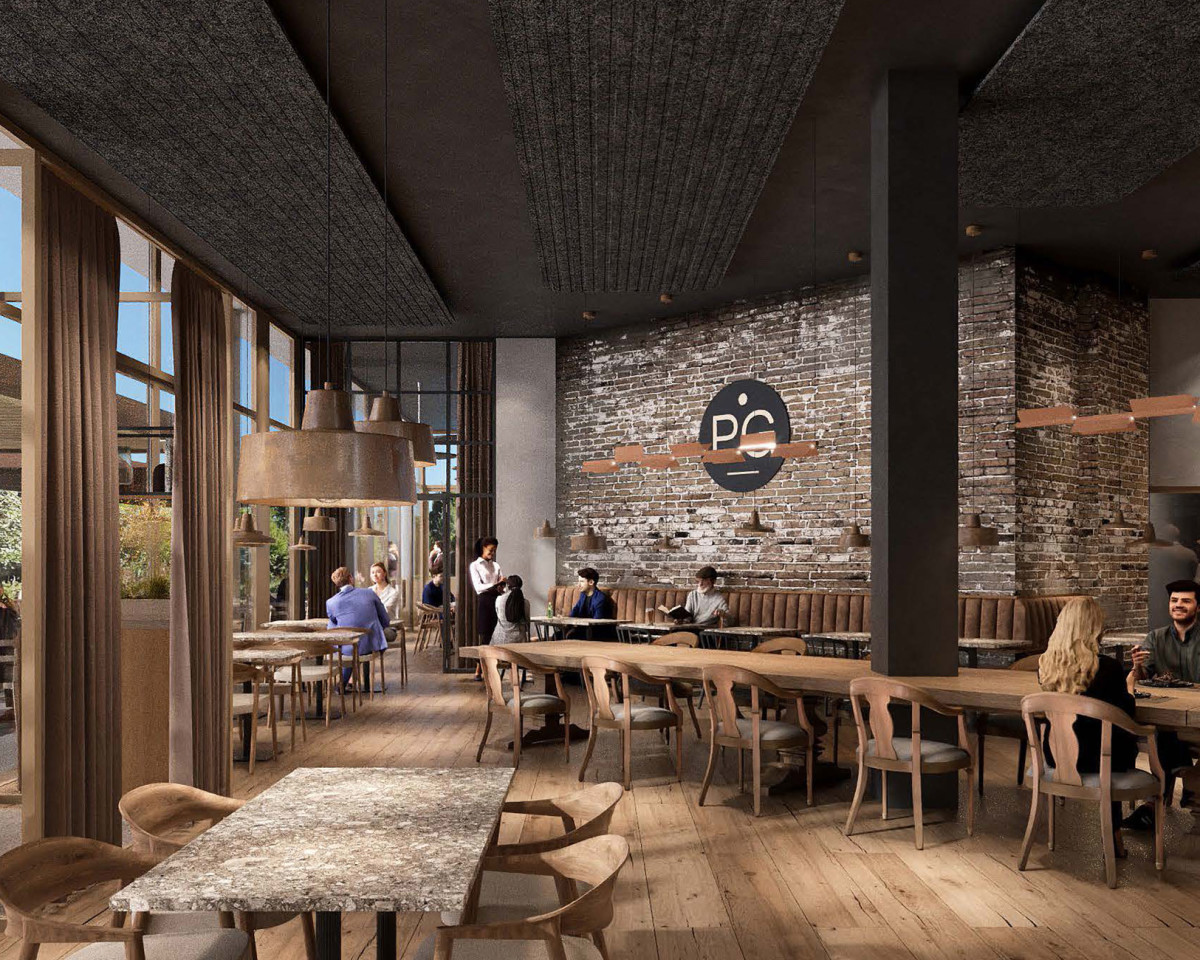 Restaurant im Erdgeschoss – stilvolles Ambiente drinnen, charmante Terrasse draussen