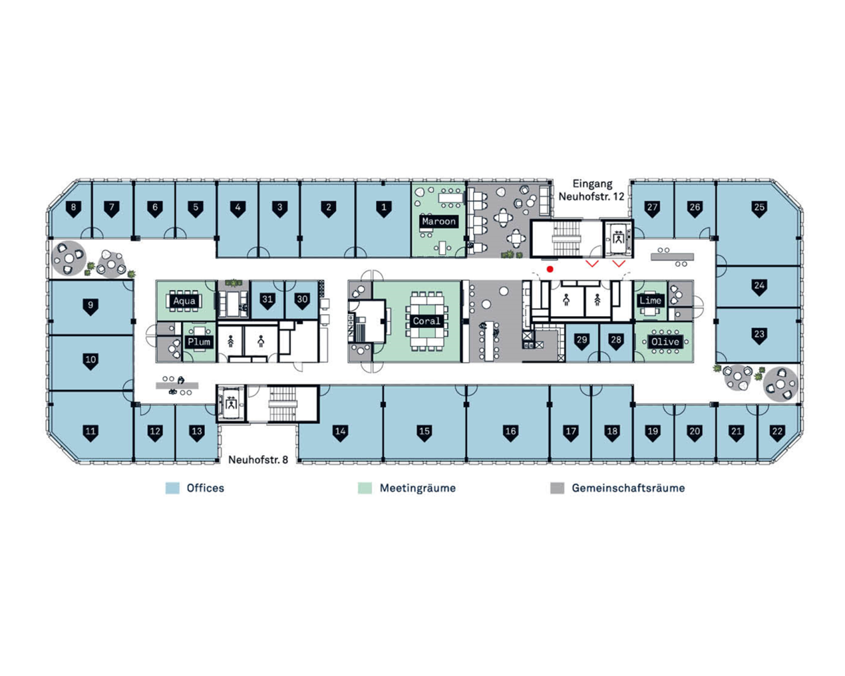Übersichtsplan - 31 Offices / 6 Meetingräume / ästhetische Gemeinschaftsräume